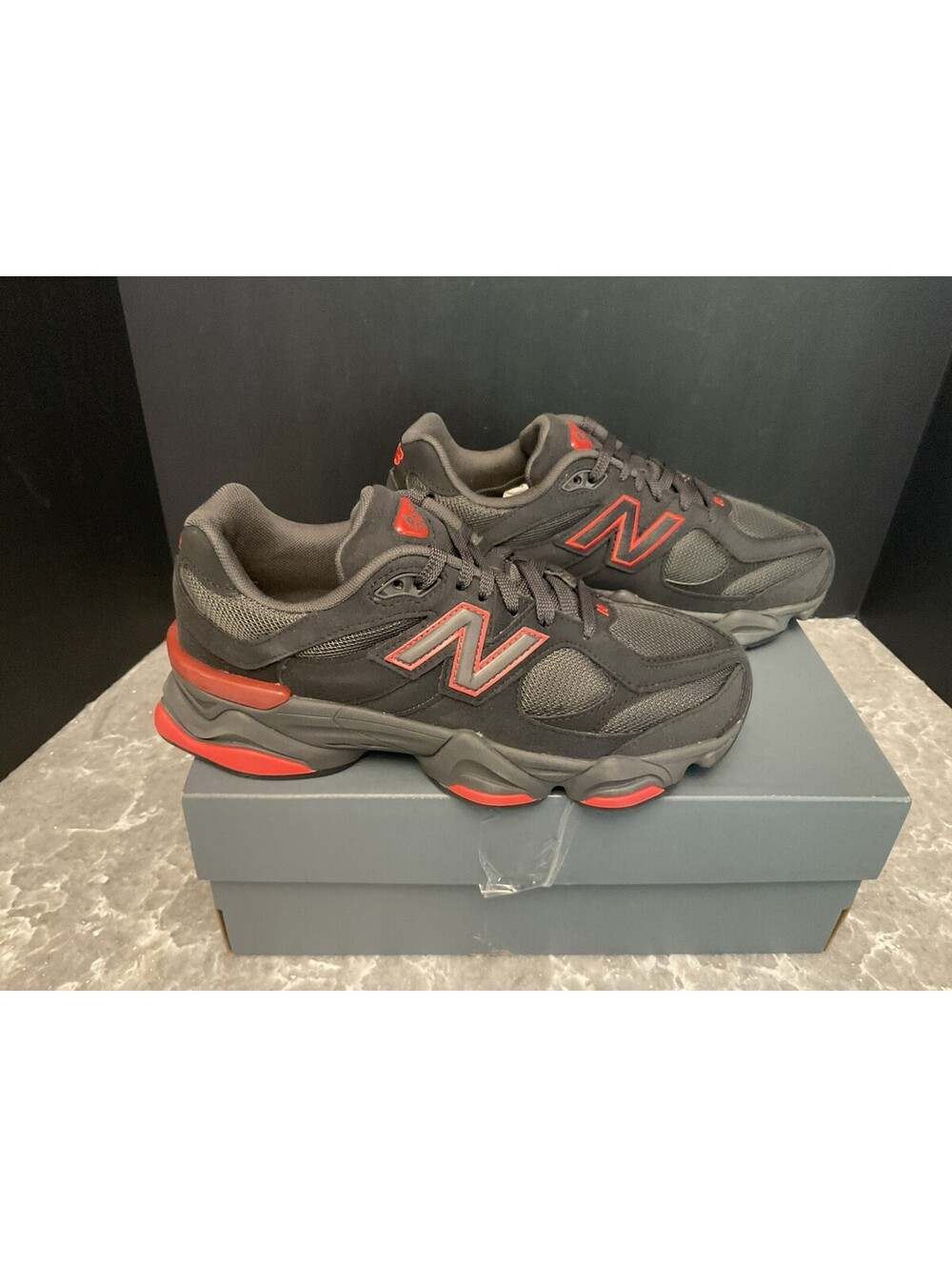 New! Mens New Balance 9060 “Black/Red Lifestyle Sneakers/Shoes. Size 7M. Nice!